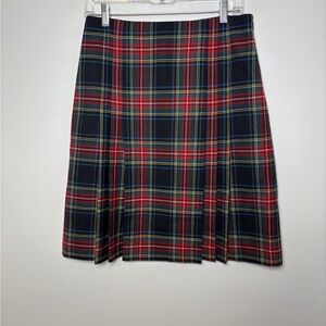 Brooks Brothers 346 wool plaid tartan pleated skirt 6 red dark academia preppy